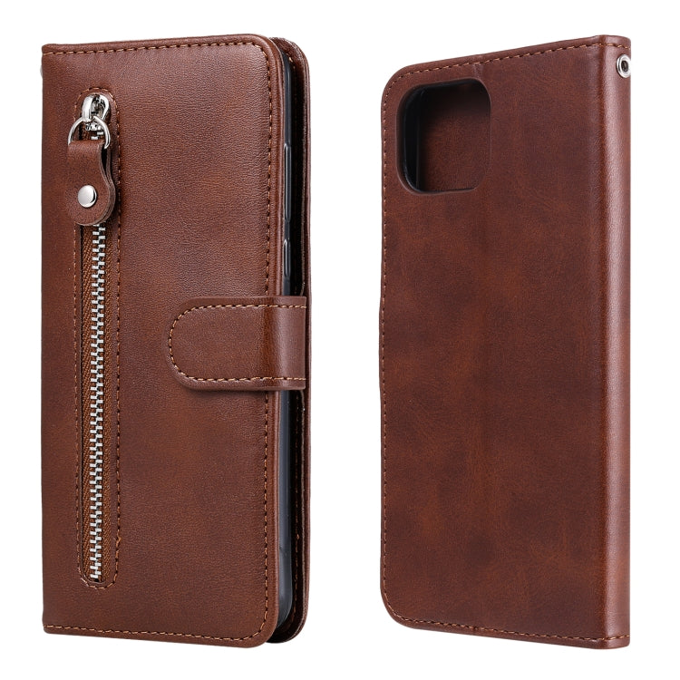  A93 Fashion Calf Texture Zipper Horizontal Flip Leather Case with Holder & Card Slots & Wallet(Brown) Eurekaonline