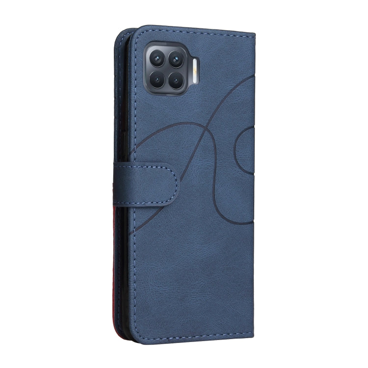 For OPPO F17 Pro / A93 / Reno4 F / Reno4 Lite Dual-color Splicing Horizontal Flip PU Leather Case with Holder & Card Slots & Wallet(Blue) Eurekaonline