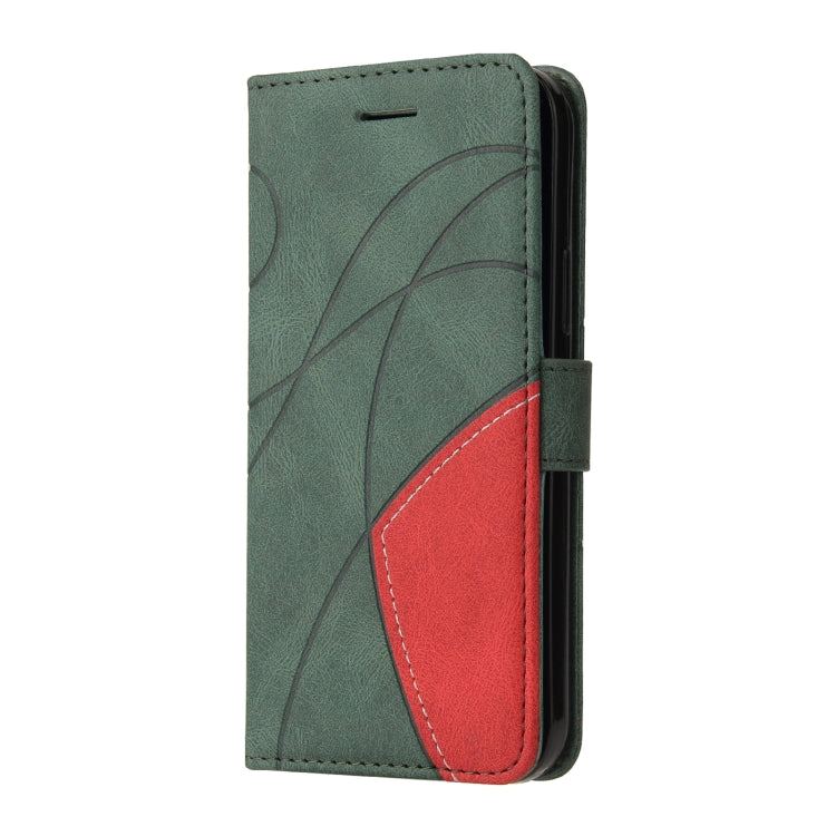  Reno4 Lite Dual-color Splicing Horizontal Flip PU Leather Case with Holder & Card Slots & Wallet(Green) Eurekaonline