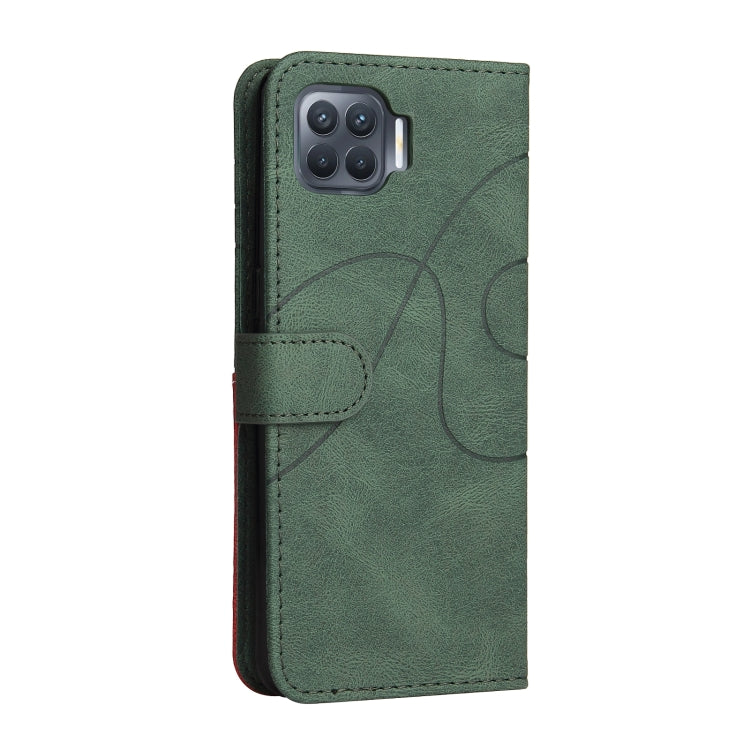 For OPPO F17 Pro / A93 / Reno4 F / Reno4 Lite Dual-color Splicing Horizontal Flip PU Leather Case with Holder & Card Slots & Wallet(Green) Eurekaonline