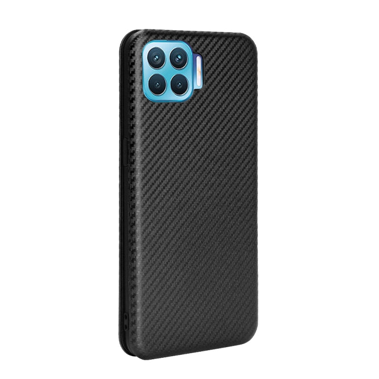 For OPPO F17 Pro / A93 / Reno4 Lite Carbon Fiber Texture Horizontal Flip TPU + PC + PU Leather Case with Card Slot(Black) Eurekaonline
