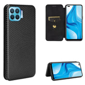 For OPPO F17 Pro / A93 / Reno4 Lite Carbon Fiber Texture Horizontal Flip TPU + PC + PU Leather Case with Card Slot(Black) Eurekaonline