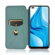 For OPPO F17 Pro / A93 / Reno4 Lite Carbon Fiber Texture Horizontal Flip TPU + PC + PU Leather Case with Card Slot(Green) Eurekaonline