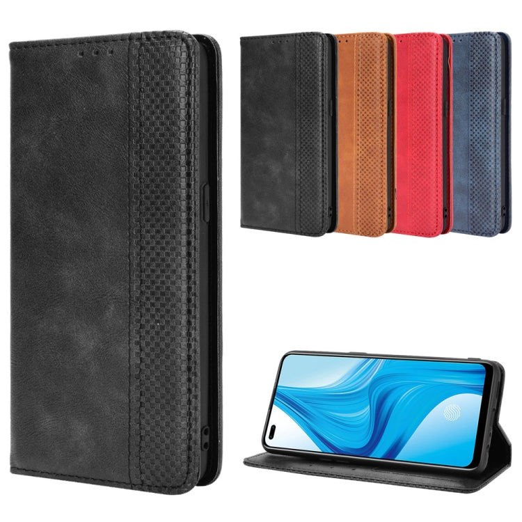 For OPPO F17 Pro / A93 / Reno4 Lite Magnetic Buckle Retro Crazy Horse Texture Horizontal Flip Leather Case with Holder & Card Slots & Photo Frame(Black) Eurekaonline