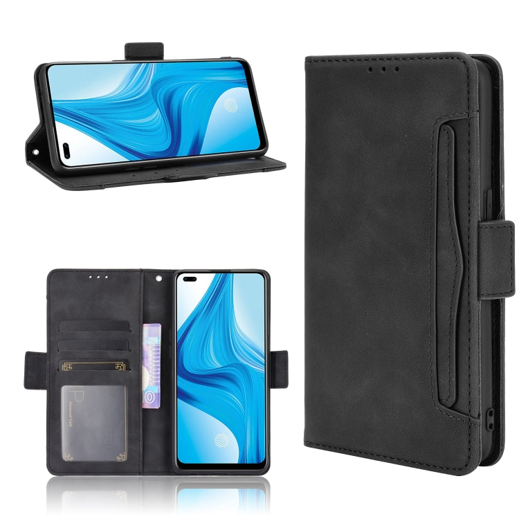 For OPPO F17 Pro / A93 / Reno4 Lite Wallet Style Skin Feel Calf Pattern Leather Case with Separate Card Slot(Black) Eurekaonline