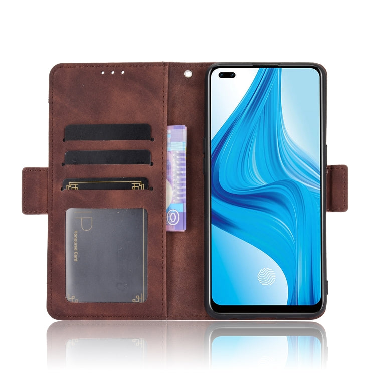 For OPPO F17 Pro / A93 / Reno4 Lite Wallet Style Skin Feel Calf Pattern Leather Case with Separate Card Slot(Brown) Eurekaonline