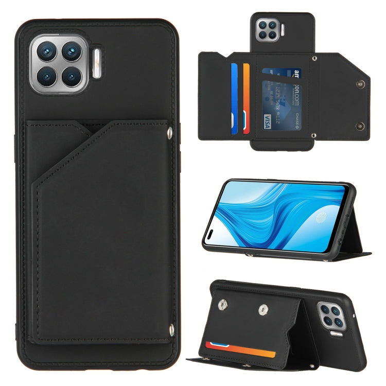 For OPPO F17 Pro & A93 Skin Feel PU + TPU + PC Back Cover Shockproof Case with Card Slots & Holder & Photo Frame(Black) Eurekaonline