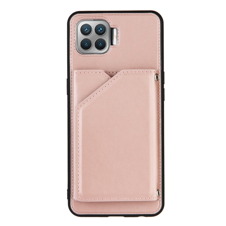For OPPO F17 Pro & A93 Skin Feel PU + TPU + PC Back Cover Shockproof Case with Card Slots & Holder & Photo Frame(Rose Gold) Eurekaonline