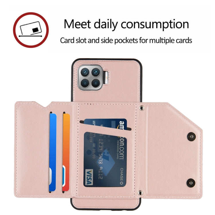 For OPPO F17 Pro & A93 Skin Feel PU + TPU + PC Back Cover Shockproof Case with Card Slots & Holder & Photo Frame(Rose Gold) Eurekaonline