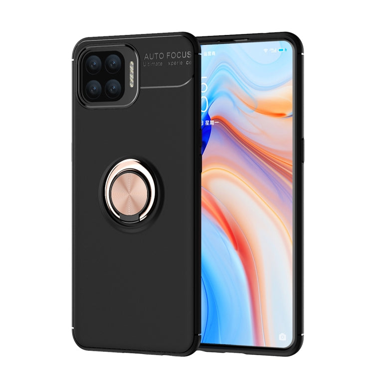 For OPPO F17 Pro Metal Ring Holder 360 Degree Rotating TPU Case(Black+Rose Gold) Eurekaonline