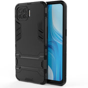 For OPPO F17 Pro PC + TPU Shockproof Protective Case with Holder(Black) Eurekaonline