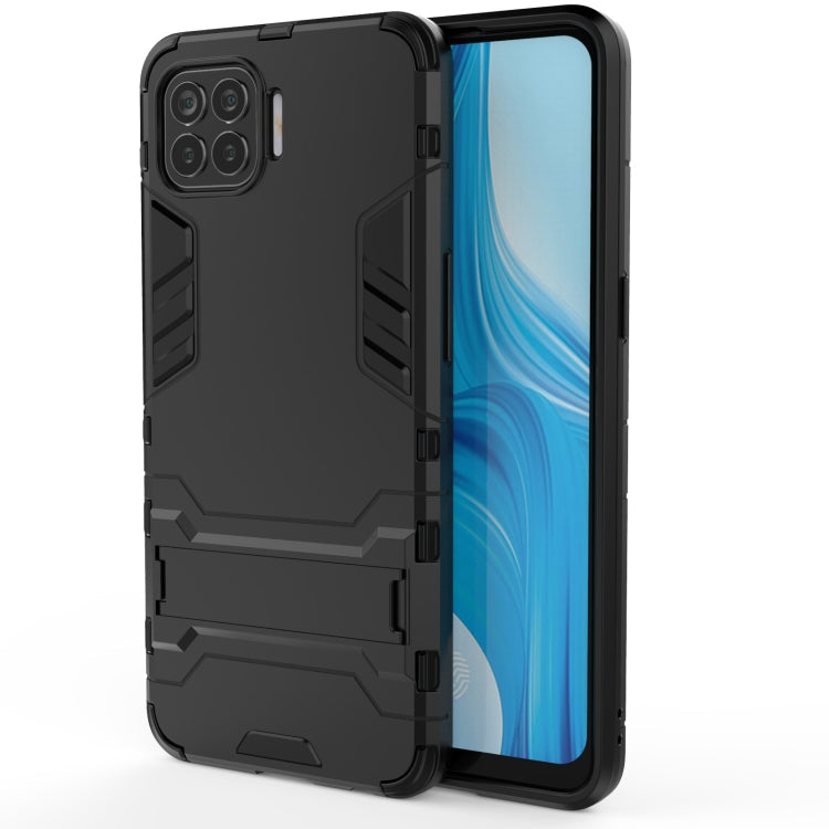 For OPPO F17 Pro PC + TPU Shockproof Protective Case with Holder(Black) Eurekaonline