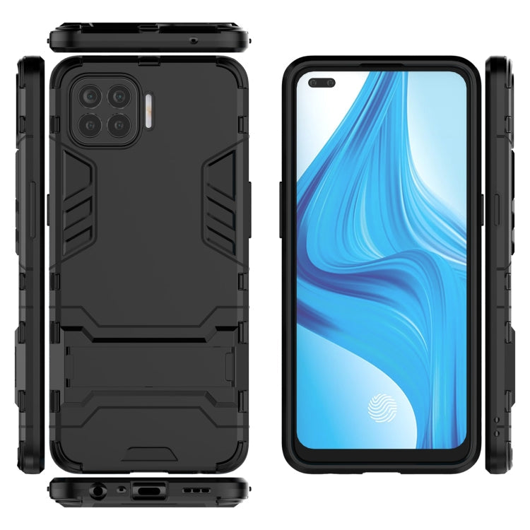 For OPPO F17 Pro PC + TPU Shockproof Protective Case with Holder(Black) Eurekaonline