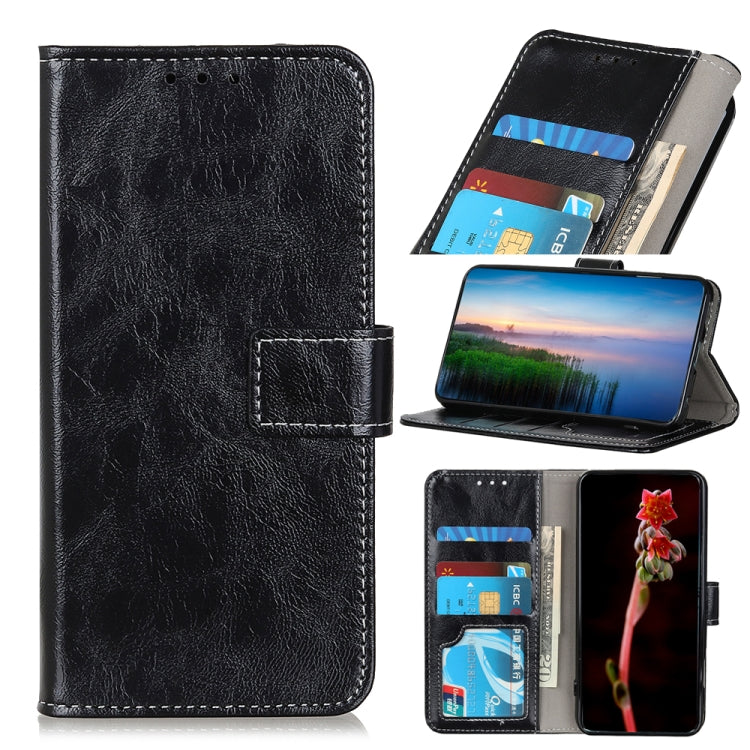 For OPPO F17 Pro Retro Crazy Horse Texture Horizontal Flip Leather Case with Holder & Card Slots & Photo Frame & Wallet(Black) Eurekaonline