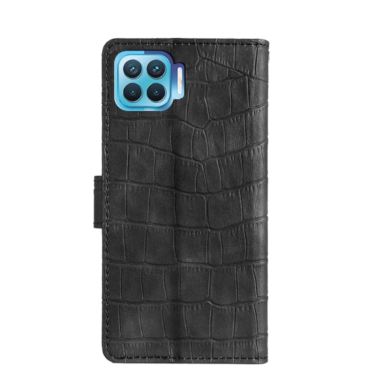 For OPPO F17 Pro Skin Feel Crocodile Texture Magnetic Clasp Horizontal Flip PU Leather Case with Holder & Card Slots & Wallet(Black) Eurekaonline