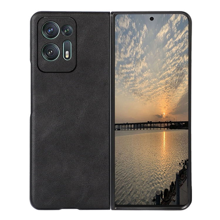 For OPPO Find N2 Cowhide Texture PU Phone Case(Black) Eurekaonline