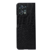 For OPPO Find N2 Crocodile Top Layer Cowhide Leather Phone Case(Black) Eurekaonline