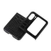 For OPPO Find N2 Flip Crocodile Top Layer Cowhide Leather Phone Case(Black) Eurekaonline