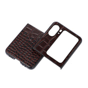 For OPPO Find N2 Flip Crocodile Top Layer Cowhide Leather Phone Case(Coffee) Eurekaonline