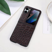 For OPPO Find N2 Flip Crocodile Top Layer Cowhide Leather Phone Case(Coffee) Eurekaonline