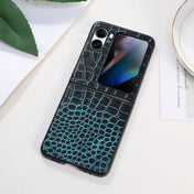 For OPPO Find N2 Flip Crocodile Top Layer Cowhide Leather Phone Case(Cyan Blue) Eurekaonline