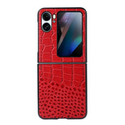 For OPPO Find N2 Flip Crocodile Top Layer Cowhide Leather Phone Case(Red) Eurekaonline