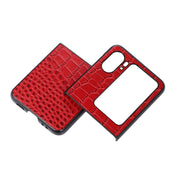 For OPPO Find N2 Flip Crocodile Top Layer Cowhide Leather Phone Case(Red) Eurekaonline