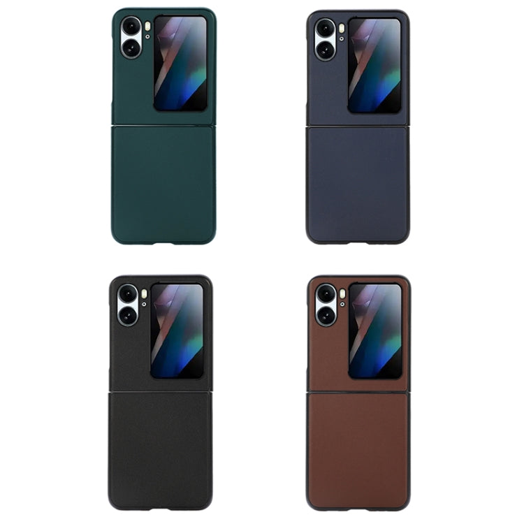 For OPPO Find N2 Flip Lambskin Texture Genuine Leather Phone Case(Blue) Eurekaonline