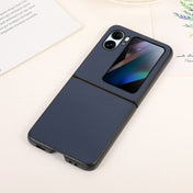For OPPO Find N2 Flip Lambskin Texture Genuine Leather Phone Case(Blue) Eurekaonline