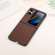 For OPPO Find N2 Flip Lambskin Texture Genuine Leather Phone Case(Brown) Eurekaonline