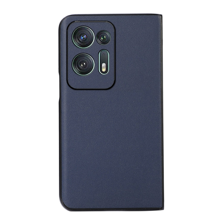 For OPPO Find N2 Lambskin Texture Genuine Leather Phone Case(Blue) Eurekaonline
