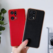 For OPPO Find X5 Genuine Leather Luolai Series Nano Plating Phone Case(Black) Eurekaonline