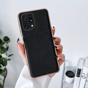 For OPPO Find X5 Genuine Leather Luolai Series Nano Plating Phone Case(Black) Eurekaonline