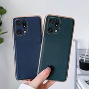 For OPPO Find X5 Genuine Leather Luolai Series Nano Plating Phone Case(Dark Blue) Eurekaonline