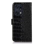 For OPPO Find X5 Pro 5G Crocodile Top Layer Cowhide Leather Phone Case(Black) Eurekaonline
