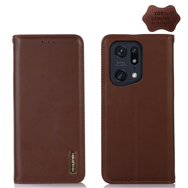 For OPPO Find X5 Pro 5G KHAZNEH Nappa Top Layer Cowhide Leather Phone Case(Brown) Eurekaonline