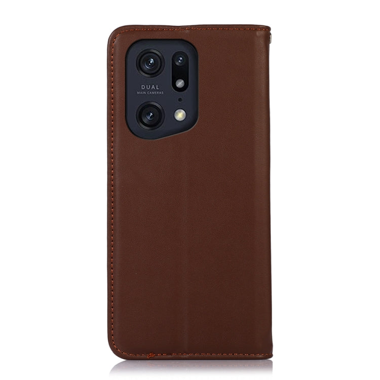 For OPPO Find X5 Pro 5G KHAZNEH Nappa Top Layer Cowhide Leather Phone Case(Brown) Eurekaonline