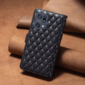 For OPPO Find X5 Pro Diamond Lattice Zipper Wallet Leather Flip Phone Case(Black) Eurekaonline