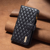 For OPPO Find X5 Pro Diamond Lattice Zipper Wallet Leather Flip Phone Case(Black) Eurekaonline