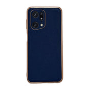 For OPPO Find X5 Pro Genuine Leather Luolai Series Nano Plating Phone Case(Dark Blue) Eurekaonline
