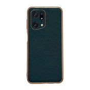 For OPPO Find X5 Pro Genuine Leather Luolai Series Nano Plating Phone Case(Dark Green) Eurekaonline