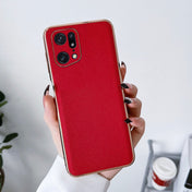 For OPPO Find X5 Pro Genuine Leather Luolai Series Nano Plating Phone Case(Red) Eurekaonline