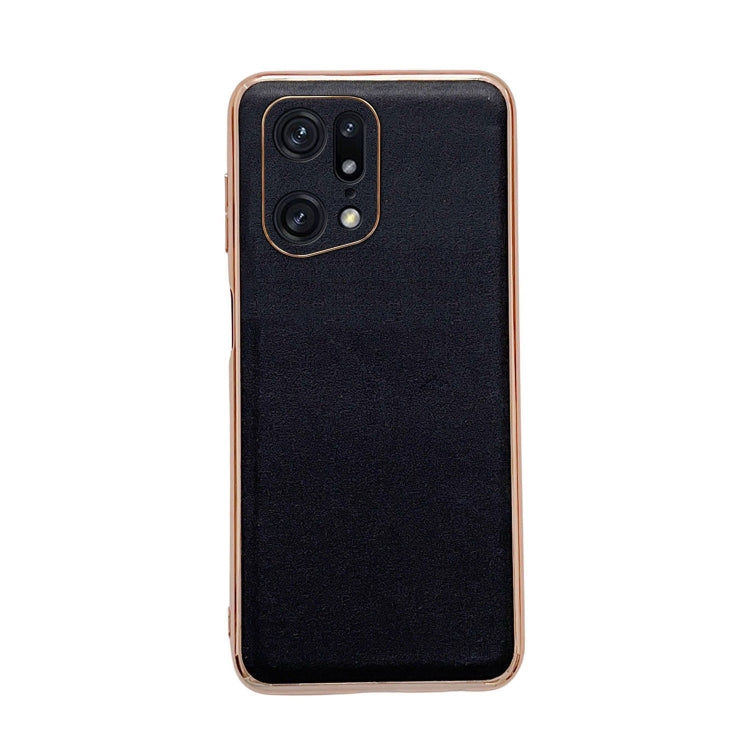 For OPPO Find X5 Pro Genuine Leather Xiaoya Series Nano Plating Phone Case(Black) Eurekaonline