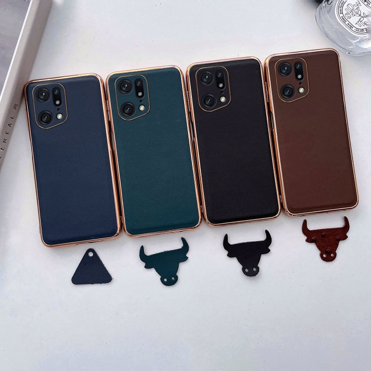 For OPPO Find X5 Pro Genuine Leather Xiaoya Series Nano Plating Phone Case(Coffee) Eurekaonline