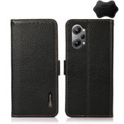 For OPPO K10 Pro 5G KHAZNEH Side-Magnetic Litchi Genuine Leather RFID Phone Case(Black) Eurekaonline