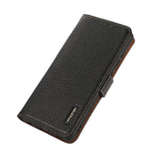 For OPPO K10 Pro 5G KHAZNEH Side-Magnetic Litchi Genuine Leather RFID Phone Case(Black) Eurekaonline