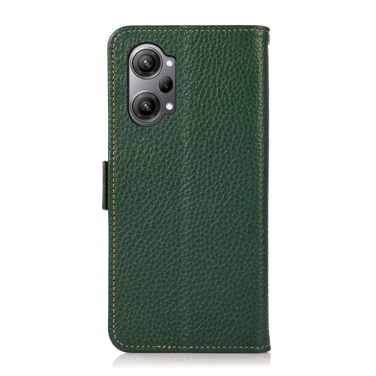 For OPPO K10 Pro 5G KHAZNEH Side-Magnetic Litchi Genuine Leather RFID Phone Case(Green) Eurekaonline