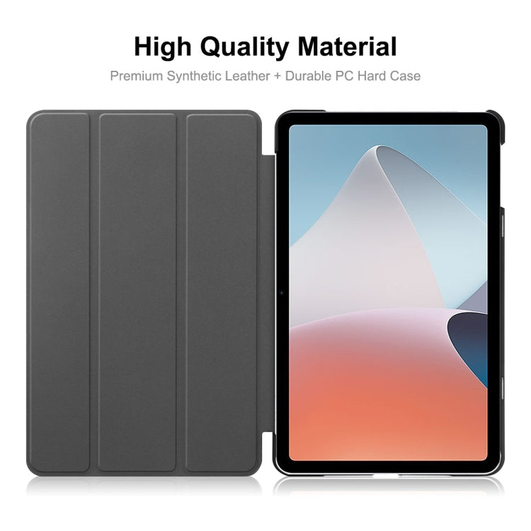 For OPPO Pad Air ENKAY Tri-fold Custer Texture Leather Smart Tablet Case(Black) Eurekaonline