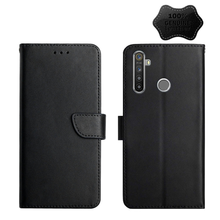 For OPPO Realme 5 Genuine Leather Fingerprint-proof Horizontal Flip Phone Case(Black) Eurekaonline