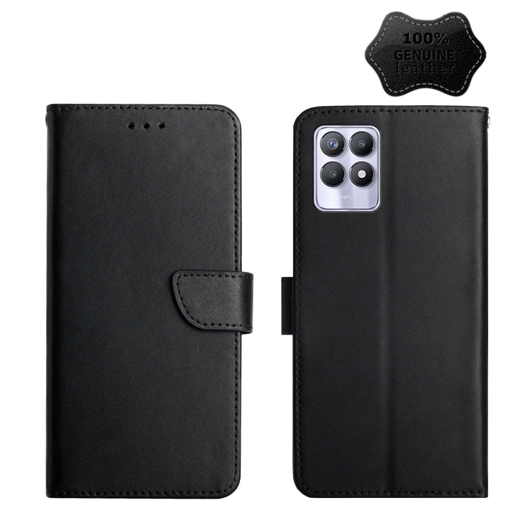 For OPPO Realme 8i Genuine Leather Fingerprint-proof Horizontal Flip Phone Case(Black) Eurekaonline